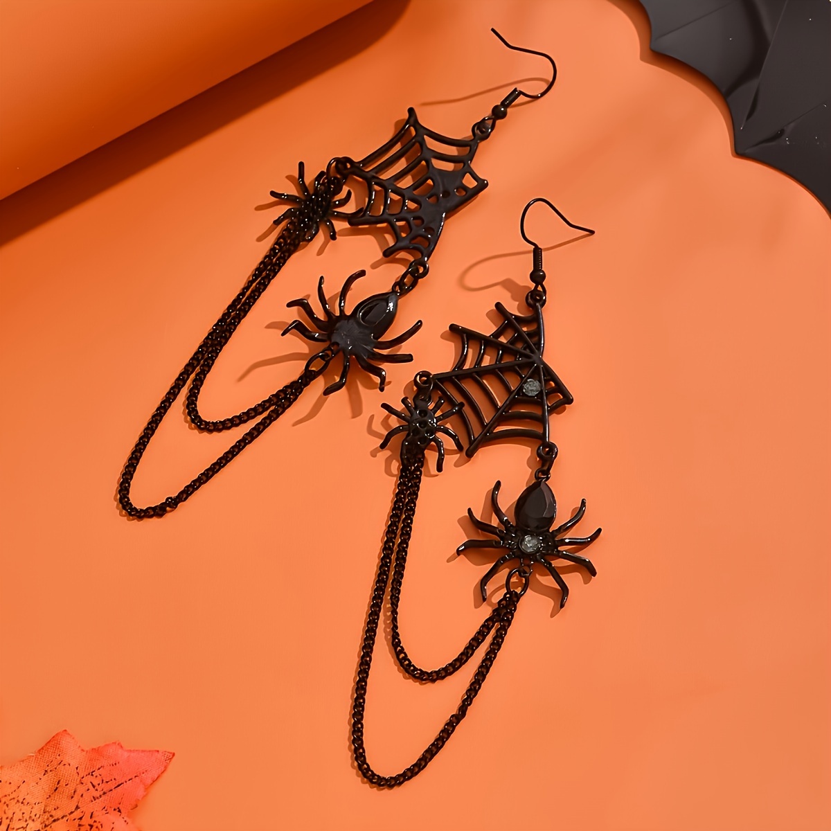 Gothic Halloween Spider Web & Spider Earrings